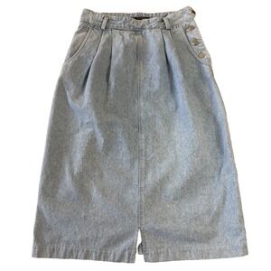 Liz Wear Vintage 80s Button‎ Front Denim Jean Maxi Skirt Women Sz 8 Made in USA